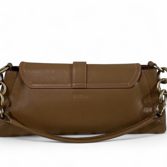 Furla Brown Leather Small Shoulder Bag Gold Hardware Classic Italian Y2K - Picture 9 of 14